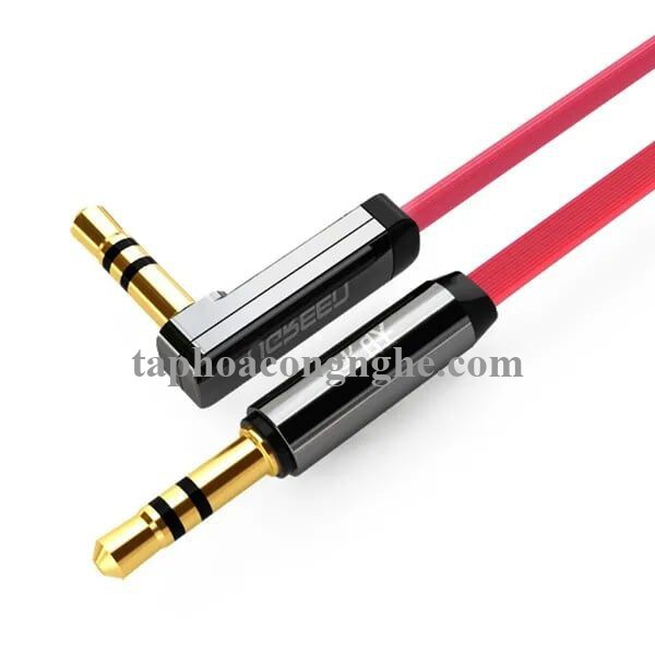 Ugreen 10797 0.5M Đỏ Cáp âm thanh 2 đầu 3.5mm dương chữ L dây dẹt AV119 30010797